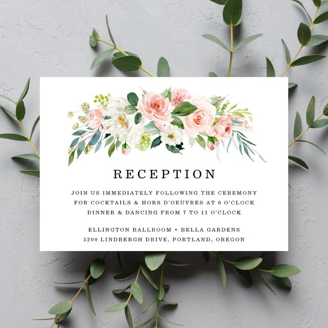 Fleurs roses | Carte de réception de mariage (Créateur téléchargé)