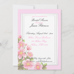 Fleurs roses Cartes d'invitation pour la douche nu