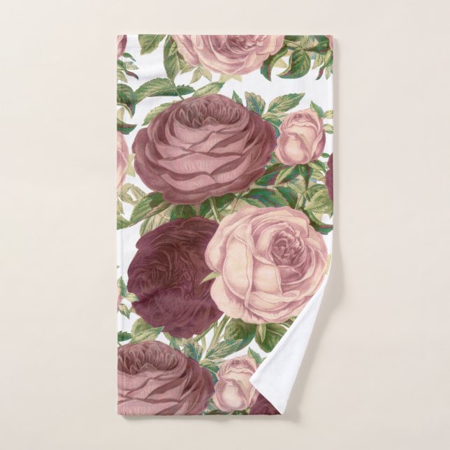 Fleurs roses chics de roses de Bourgogne de pays (Serviette à main)