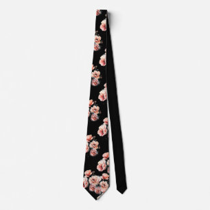 Fleurs roses cravate noire