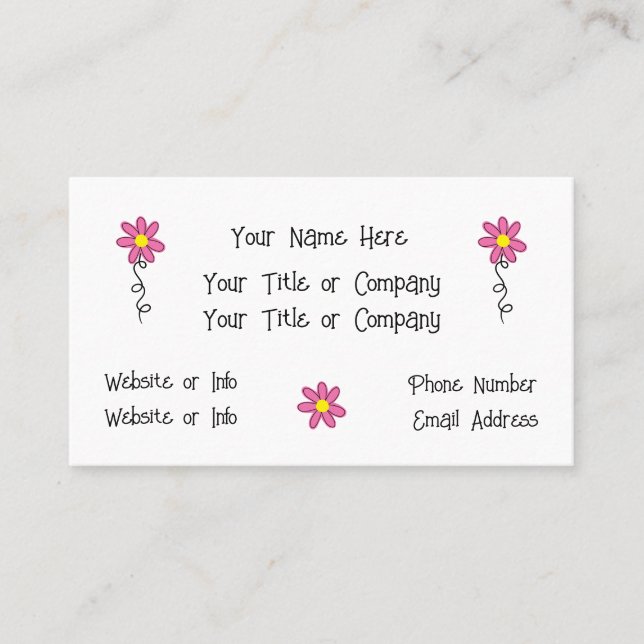 Fleurs roses Douces Cartes de visite simples (Devant)