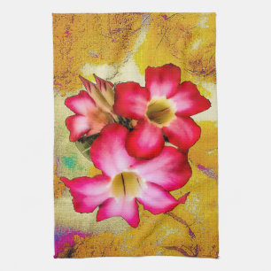 Fleurs Roses du désert sur serviettes de cuisine d