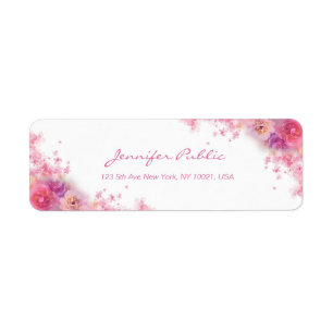 Fleurs roses Elégant Script Main Aquarelle Art