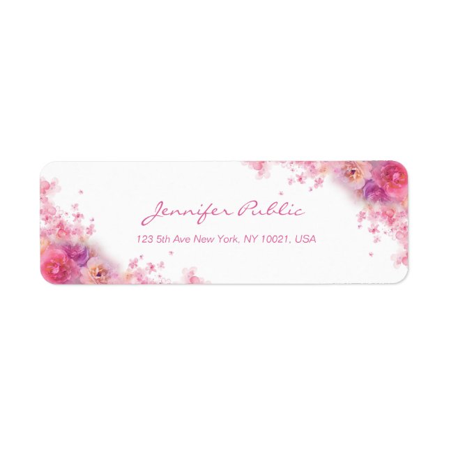 Fleurs roses Elégant Script Main Aquarelle Art (Devant)