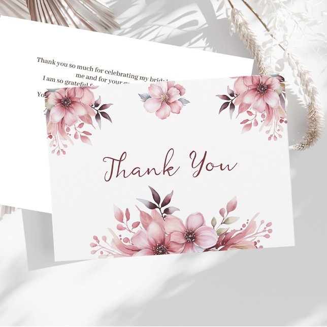 Fleurs roses élégantes Merci Baby Shower (Créateur téléchargé)