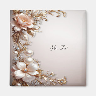 Fleurs roses et blanches douces Magnet