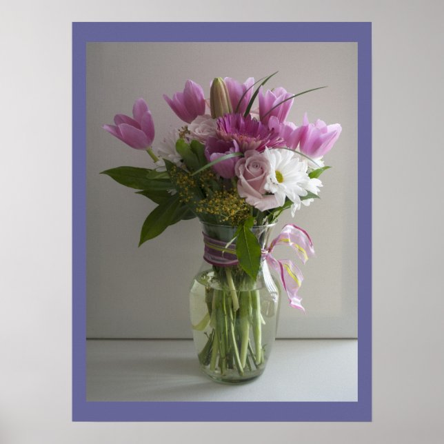 Fleurs roses et blanches encore poster de vie (Devant)