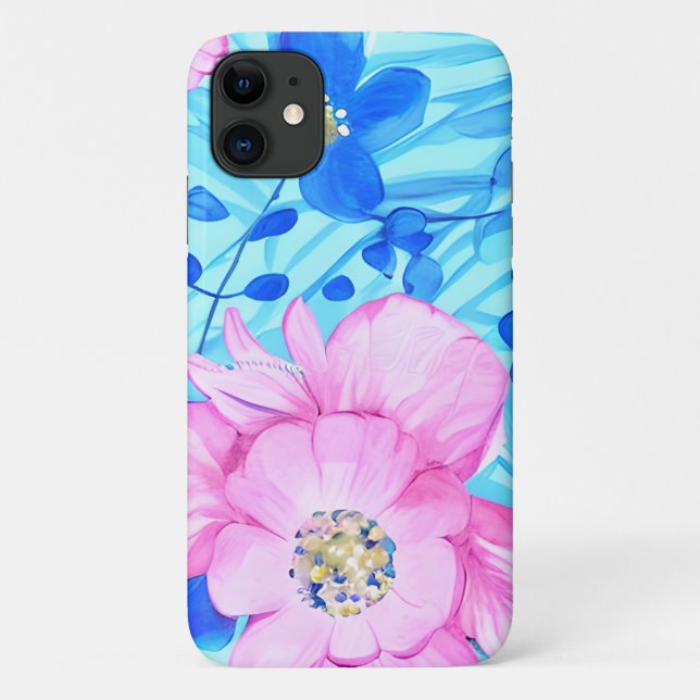 Fleurs roses et bleues iPhone / coque ipad (Dos)
