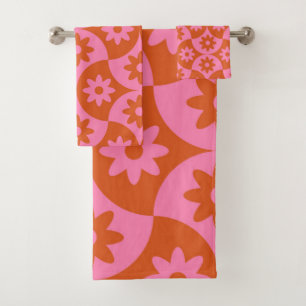Fleurs roses et orange sur coquille vintage de mil