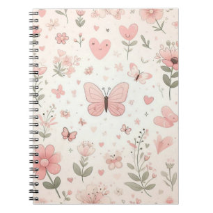 Fleurs roses et papillons Carnet bébé