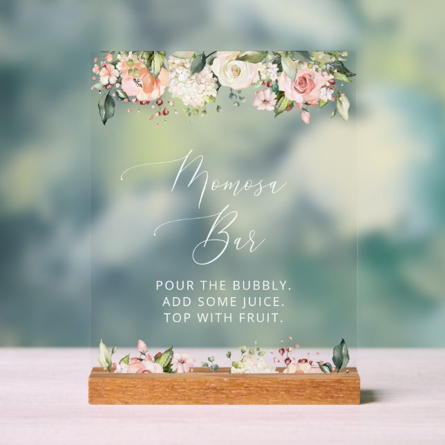 Fleurs roses, Fleurs blanches, Boho, Momosa Bar (Neutre)