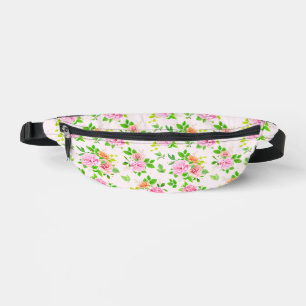 Fleurs Roses florales avec Motif Feuille vert