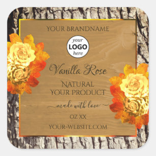 Fleurs roses Grain naturel Logo du Étiquette de pr