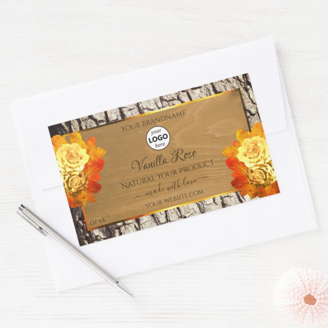 Fleurs roses Grain naturel Logo du Étiquette de pr (Enveloppe)