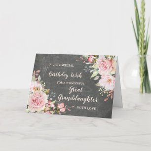 Fleurs roses Grande Grandgirl Carte d'anniversaire