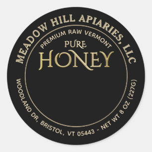 FLEURS ROSES HONEY OR ÉTIQUETTE SUR NOIR