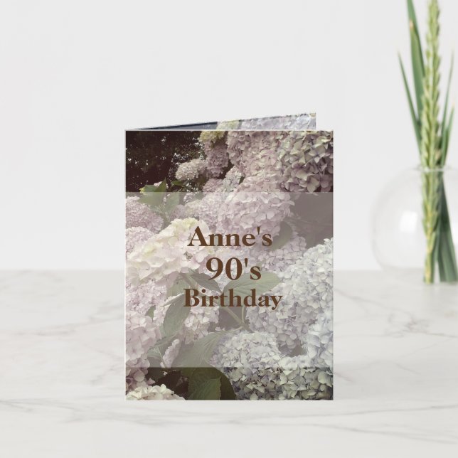 Fleurs roses Hydrangea Carte postale 90e anniversa (Devant)