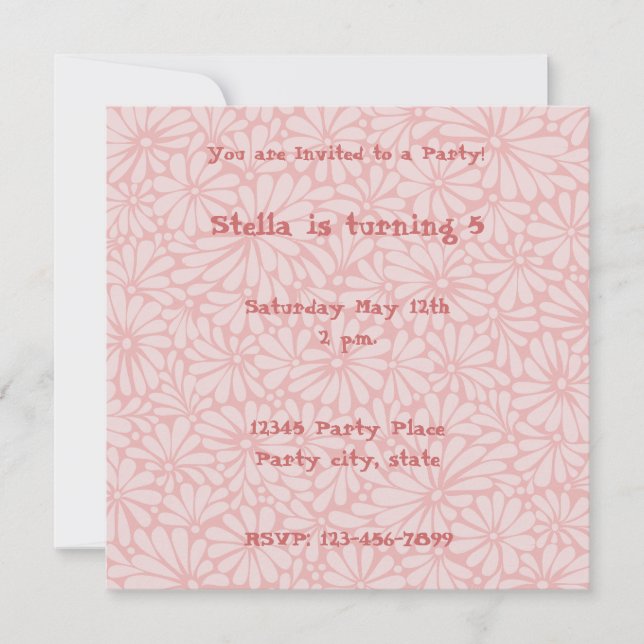 Fleurs roses Invitation personnalisée (Devant)