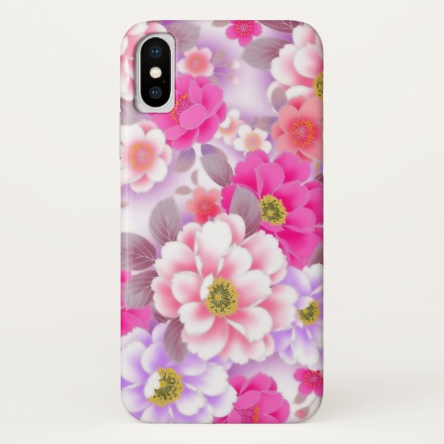 Fleurs roses iPhone X Coque (Dos)