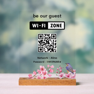 Fleurs roses Mariage invité Wifi