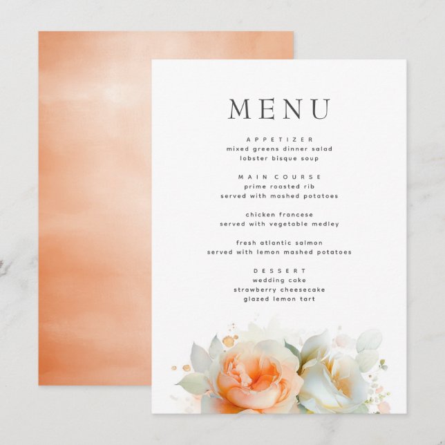 Fleurs roses Menu Botanique Boho d'été (Devant / Derrière)
