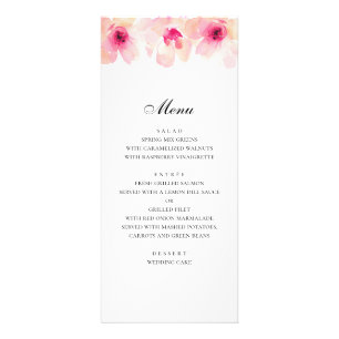 Fleurs roses. Menu du dîner aux fleurs blanches