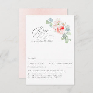 Fleurs roses mignonnes Mariage élégant RSVP