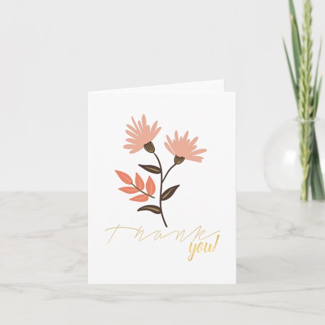 Fleurs roses modernes Merci Feuille (Devant)