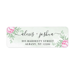 Fleurs roses Or Mariage moderne Adresse de retour