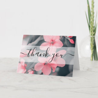 Fleurs roses personnalisées Feuilles vertes Merci