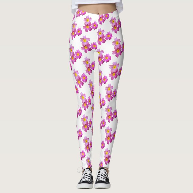 Fleurs roses Photo personnalisées Leggings (Devant)