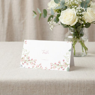 Fleurs roses, rose script, numéro de table