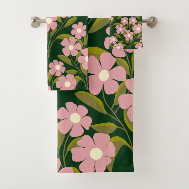Fleurs roses Sage Vert Feuille motif (En situation)