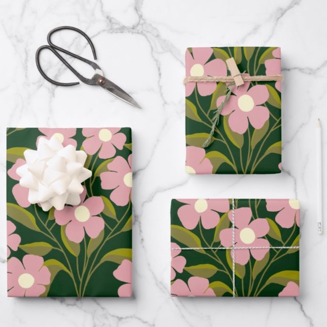 Fleurs roses Sage Vert Feuille motif (Créateur téléchargé)