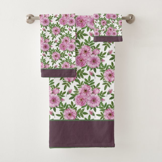 Fleurs Roses sauvages Feuillage vert rose (En situation)