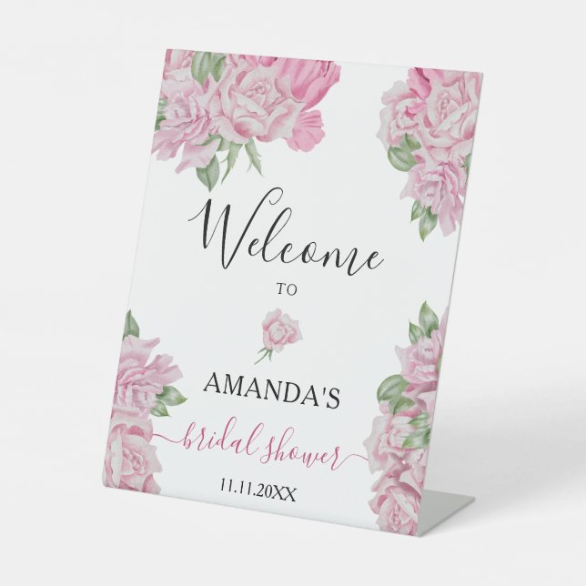 Fleurs roses - signe de bienvenue de la douche nup (Recto)