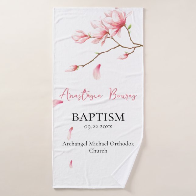 Fleurs Roses Tombant Pétales Orthodoxe Baptême Cad (Serviette de bain)