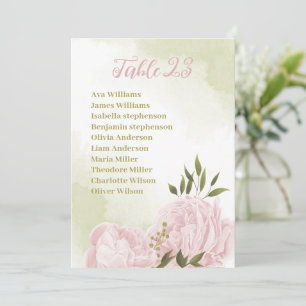 fleurs roses vert feuilles carte de siège