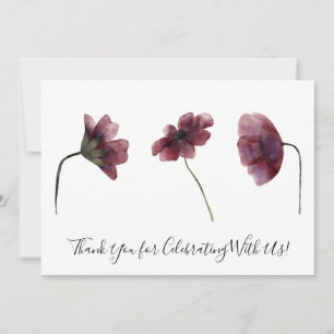 Fleurs rouges bordeaux Carte de remerciements d'aq