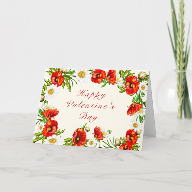 Fleurs rouges Carte Saint Valentin avec texte pers (Devant)