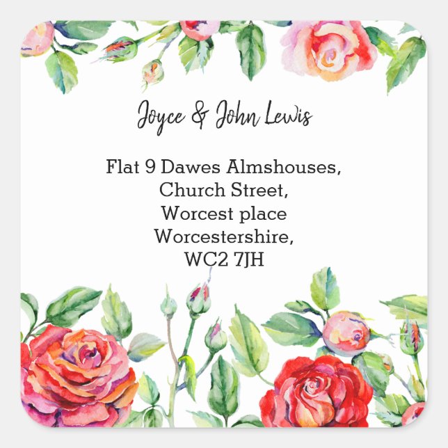 fleurs rouges Changement de étiquette de adresse (Devant)