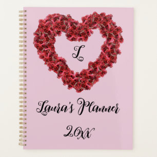 Fleurs rouges Coeur avec texte personnalisable, im