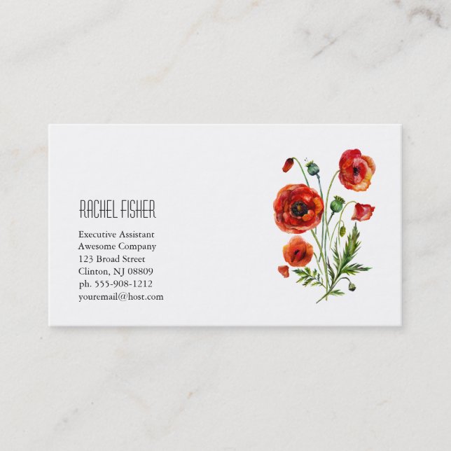Fleurs rouges de pavot de carte de visite floral (Devant)