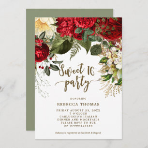 fleurs rouges d'hiver Sweet 16 invitation à la fêt