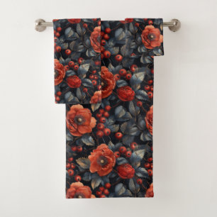 Fleurs rouges en noir