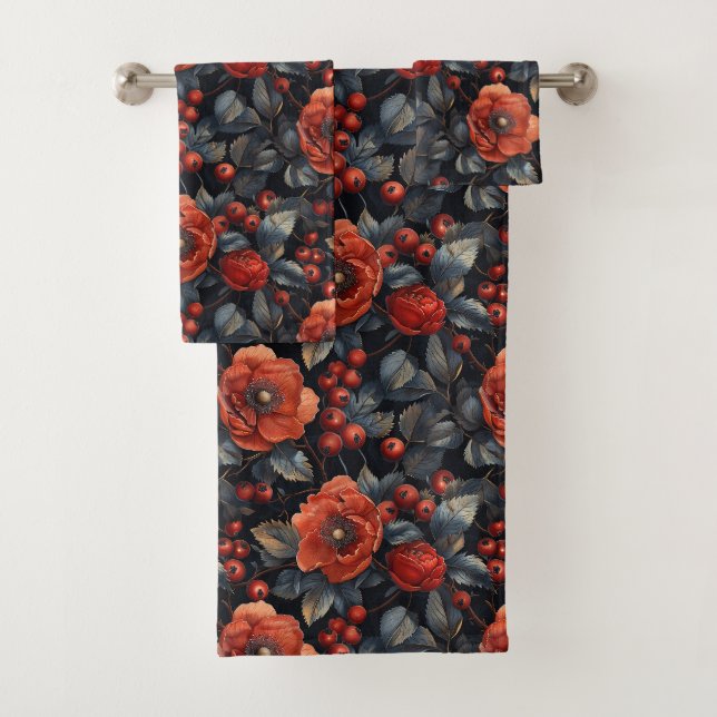 Fleurs rouges en noir (En situation)