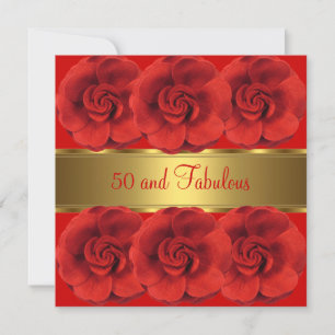 Fleurs rouges Invitations Gold 50 et Fabulous
