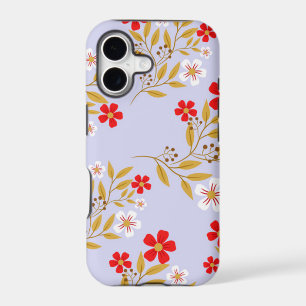 Fleurs rouges jolies de style vintage sur motif bl