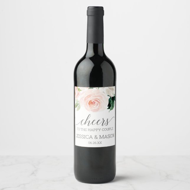 Fleurs rougissantes Étiquettes Mariage du vin (Devant)