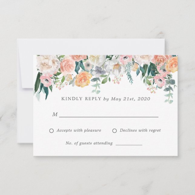 Fleurs rousses romantiques Mariage RSVP réponse ca (Devant)